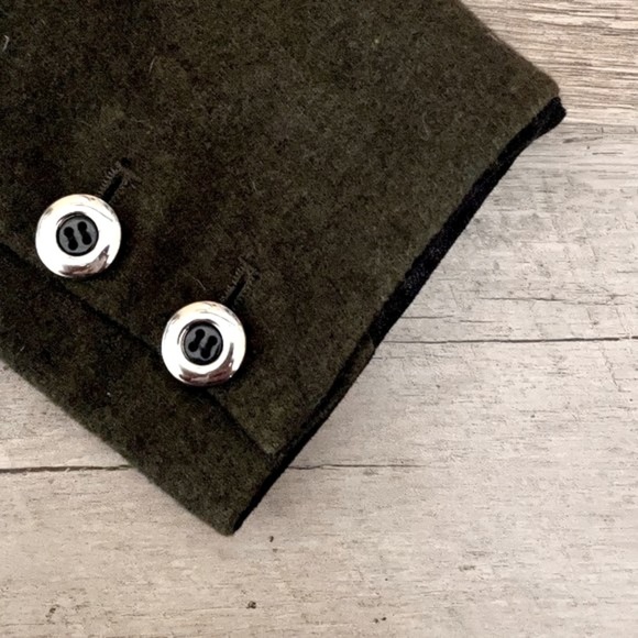 Plastic Island Peacoat Military Green Double Breasted Wool Coat Size S - Picture 8 of 11